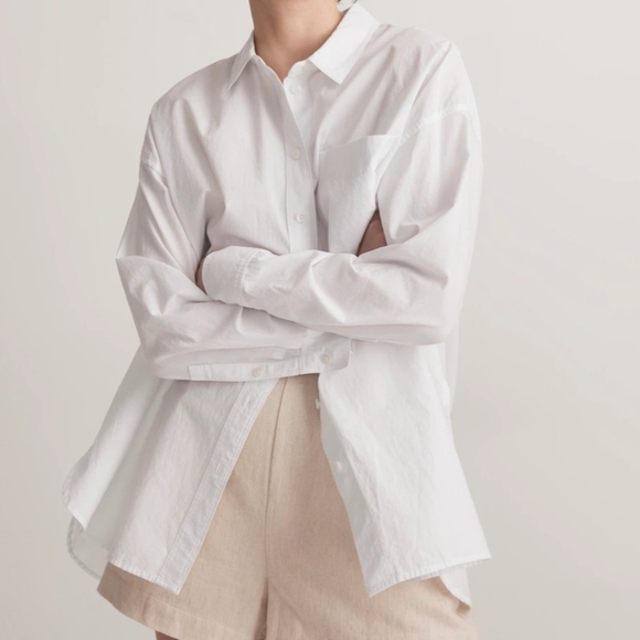 New Madewell The Signature Poplin Oversized Eyelet White Shirt XL NWT - Picture 3 of 8